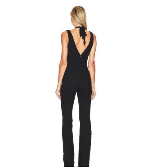 Tularosa Bobby Jumpsuit XS Black Sleeveless Halter Neck Crinkled Keyhole Stretch - Picture 4 of 16